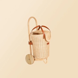 Panier en osier écologique avec roulettes, design moderne, rangement multi-usages - Product Image 1