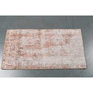 Alfombra Vintage de 1.7x3.2 pies, Alfombra Turca Pequeña, Alfombra Floral Marrón y Blanca - Product Image 3