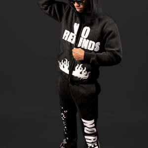 Ensemble survêtement et sweat à capuche en molleton français de haute qualité avec logo personnalisé, ensemble de jogging évasé 2 pièces, survêtement évasé zippé pour homme - Product Image 3