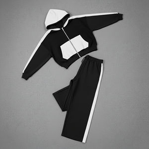 Survêtement pour homme personnalisé 2026 de haute qualité 100% coton, surdimensionné, vêtements décontractés d'hiver, 2 tons, logo brodé personnalisé, ensemble 2 pièces pour homme - Product Image 3