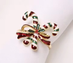 Design moderne en métal avec nœud doré et rond de serviette en émail Vaisselle Accessoires décoratifs de Noël Rond de serviette royal - Product Image 1