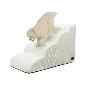 [AllmioPet] Marchepieds pour animaux de compagnie en tissu nuage ivoire 4 marches AMP 4 IV pour usage domestique, escalier pour chiot, chaton, chien, chat, mobilité - Product Image 1