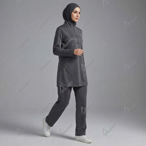 Best Seller Islamic Clothing for Women <b>Modest</b> <b>Sets</b> with Zipper And Pockets OEM Muslim Ladies Sportswear Casual Tracksuits - Product Image 5