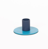 Espacioso Portavelas Azul Metálico Hecho a Mano y Ecológico - Tamaño y Color Personalizables, Marca Chaman India para Hogar, Bodas y Festividades