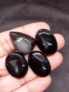 ส่งออกคุณภาพธรรมชาติน้ำหนักเบาที่สวยงามดรูซี่ Cabochon สีดำสำหรับแหวนต่างหูจี้เครื่องประดับและงานฝีมือจากอินเดีย - Product Image 4