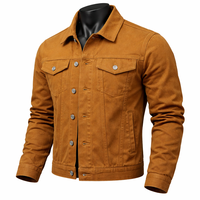 Veste en jean marron unisexe classique style camionneur boutonnée décontractée streetwear OEM personnalisée vente en gros 100% coton devant