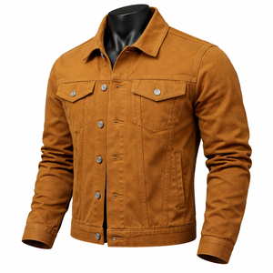 Chaqueta vaquera marrón para hombre, estilo clásico, tipo camionero, con botones, informal, estilo urbano, OEM, personalizada, al por mayor - Product Image 3
