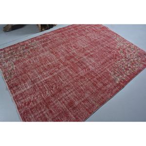 พรมตุรกีโบราณสีแดง7.3ft x พื้นที่ขนาดใหญ่5.5 x ขนสัตว์หญ้าทะเลเย็บปะติดปะต่อกันลวดลายหนา10มม. สำหรับห้องนั่งเล่นที่บ้านด้านหลังเป็นยาง - Product Image 2