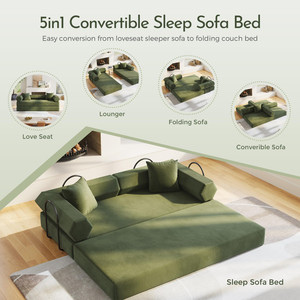 Convertible Sleeper Bed Corduroy Modular Floor <strong>Sofa</strong> Compressed <strong>Sofa</strong> in Box, Pull Out <strong>Sofa</strong> Bed <strong>for</strong> Living Room <strong>Bedroom</strong> Studio - Product Image 2