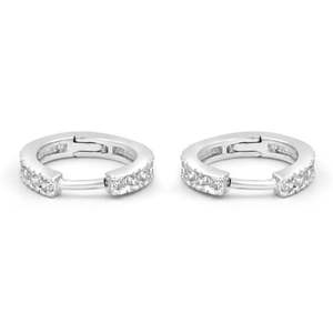 NOVAMART Fine Zarkan 18K Gold and Rhodium Plated Twinkling Hoop <b>Earrings</b> with Diamonds Pearls <b>Cute</b> Trendy Religious Style for We - Product Image 5