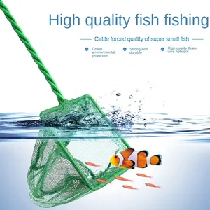 Jaring ikan tahan lama keselamatan penjualan laris 2024 jaring tangan akuarium tangki ikan dengan pegangan plastik berkabel tiga garis memancing halus
