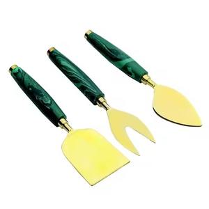 Ensemble de couverts en acier inoxydable avec manche en marbre vert de qualité matérielle - Product Image 1