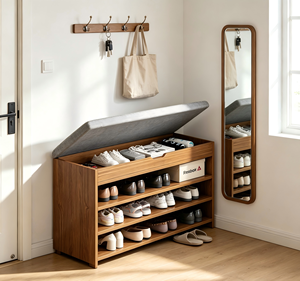 Wood <b>Shoe</b> <b>Rack</b> Organizer Multi Tier Open Shelf <b>Storage</b> Cabinet for Living Room Entryway Home - Product Image 3