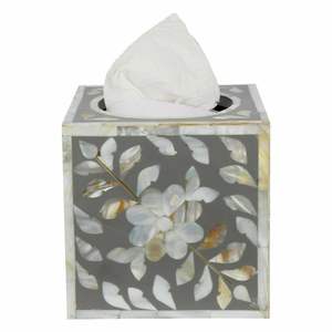 Caja de pañuelos de diseño moderno con incrustaciones de perlas madre de lujo, forma cuadrada de 5x5x5 pulgadas para salpicadero de coche, fabricada por Tradnary - Product Image 5