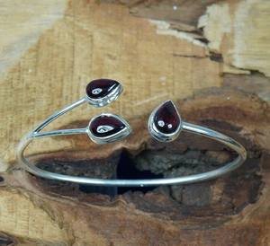 กำไลเงินแท้925ออกแบบด้วยมือปรับได้กำไลพลอยโกเมนสีแดงปรับได้สำหรับวันครบรอบ - Product Image 5