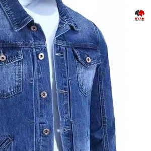 แจ็คเก็ตยีนส์ผู้ชายแบบซิป  ผ้าเดนิมลายนูน  แบบสวมใส่สบาย  แห้งเร็ว  สำหรับฤดูหนาว  ผลิตตามแบบ OEM - Product Image 2