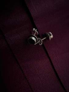 Pendientes de gota de plata unisex minimalistas hechos a mano con estilo negro ónix Stud bisel ajuste estilo étnico regalo de compromiso de boda - Product Image 1