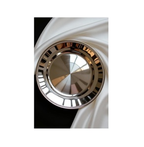 Elegante Plato Base de Acero Inoxidable con Cuentas, Plato de Servicio de Metal Pulido Espejo para Bodas y Banquetes de Hotel, Plato Base - Product Image 1