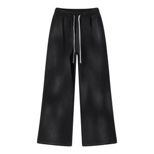 Pantalons pour hommes délavés Streetwear 100% coton délavés à l'acide pantalons de jogging évasés en polaire pour hommes pantalons de survêtement évasés à jambe large imprimés bouffants personnalisés - Product Image 1