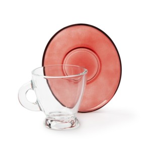 Durable Glass Set 6-pcs Espresso Coffee Cups with Saucers 9 cl (3 fl oz) Modern Contemporary Design Coffe Break Petra by Excelsa - Product Image 5