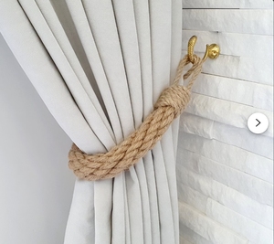 <b>Curtain</b> <b>Tieback</b> Twist of Five Jute Ropes Nautical Decor - Thick Tie-backs - Product Image 2