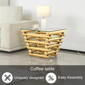 Mesa de Centro Rectangular Moderna de Lujo Ecológica, Muebles de Vidrio y Metal de Nuevo Diseño para Sala de Estar, Hogar, Bodas y Hoteles - Product Image 6