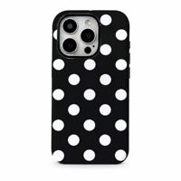 Étui de téléphone deux-en-un avec film antichoc à motif de pois blancs pour iPhone 16 16 Plus 16 Pro 16 Pro Max 15 Pro Max