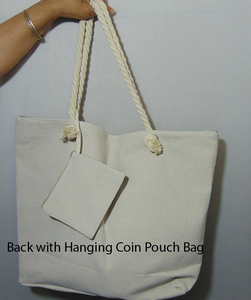 Handmade Cotton <b>Canvas</b> <b>Beach</b> Bag Spacious Stylish Tote Two Straps Zipper Closure for Shopping Picnic Travel Outdoor Adventures - Product Image 6