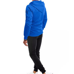 Último diseño de invierno para hombre 100% conjunto de chándal de algodón Casual manga larga con cuello con capucha Color negro sublimación patrón sólido - Product Image 6