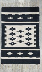 Tapis moderne en coton tissé, motif floral bicolore, lavable en machine, réversible, noir et blanc, pour la maison, les pique-niques, les voyages, la décoration - Product Image 5