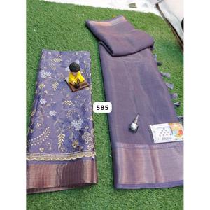 High-Quality Designer Soft Silk Floor-Length Saree for Young Women | Embossed <b>Glitter</b> Prints & Tassels, Perfect for Party Wear - Product Image 1