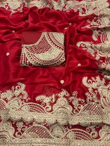 Codificación de Sari de seda Rangoli suave y pesada con trabajo de secuencia C pallu y borde de corte de hilo múltiple perfecto para todos los eventos - Product Image 4