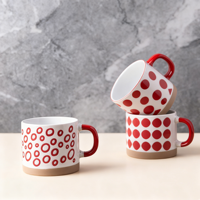 Mug à café en céramique peint à la main de haute qualité avec bord coloré Vaisselle promotionnelle pour cadeaux Tasses en céramique