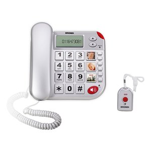 Teléfono Fijo con Cable Estilo Antiguo para Hotel - SUPER BRAVO Plus, Teléfono Comercial de Plástico Plateado - Product Image 1