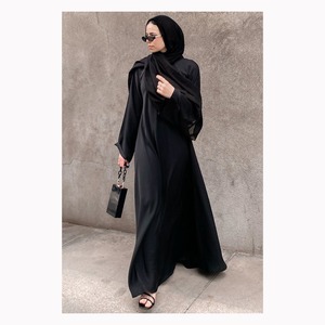 Vêtements islamiques à manches longues de couleur unie, noir, hijab musulman, abaya pour femmes/Robe musulmane imprimée à manches longues, abaya grande taille - Product Image 5