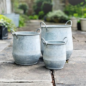 Maceta de flores ecológica con forma galvanizada única, Estilo Vintage/moderno, diseño personalizable para decoraciones de jardín al aire libre - Product Image 1