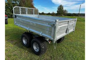 Galvanized Steel Farm <b>Trailer</b> with Diamond Mesh Sides and Dual Axle for <b>Tractor</b> Towing - Product Image 6