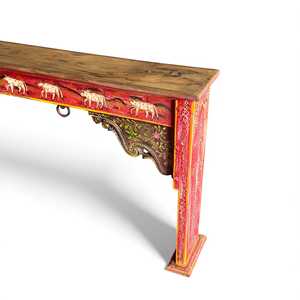 Mesa Consola de Madera Rústica Hecha a Mano con Espejo, Mueble para Sala de Estar, Decoración del Hogar o Uso en Hoteles - Product Image 3