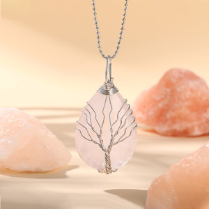 Jeulia Unconditional Love Winding <b>Tree</b> Natural Rose Quartz Crystal <b>Necklace</b> - Product Image 3