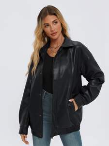 Chaqueta de Motocicleta de Invierno para Mujer, de Piel de Oveja Genuina, Diseño Personalizado de Alta Calidad, Forro de Algodón, Bordado con Rayas - Product Image 2