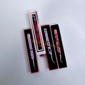 High Quality GETUP BROSONS IMPEX GBI-EET 90/curve/isolation Stainless Steel <b>Silver</b>/Red/Gold Colors Smooth Eyelash Tweezers - Product Image 3