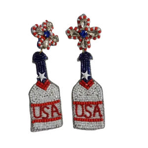 High Quality Seed Beaded <b>Earrings</b> Hand Embroidered Studs with Classic <b>Wings</b> Shape for Wedding Party or Anniversary - Product Image 1