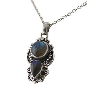 Navya Craft 925 <b>Solid</b> Sterling <b>Silver</b> Women's <b>Necklace</b> with Labradorite Handmade Boho Christmas Jewelry Gift Pearl Main Stone - Product Image 1
