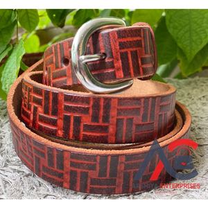 Cinturones de mujer Vintage personalizados de cuero de vaca de alta calidad cinturón de cuero genuino de grano completo en relieve de lujo para hombres - Product Image 1