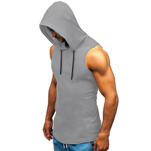 2024 <b>Men's</b> Custom Casual Gym <b>Hoodies</b> Latest Seamless <b>Sleeveless</b> Zipper Pullover Breathable Cotton/Bamboo Fiber Workout Styles - Product Image 5