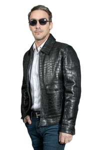 Chaqueta de Moda Unisex Impermeable de Piel de Cocodrilo con Logotipo en la Espalda, Fabricante OEM/ODM, Todas las Temporadas - Product Image 4