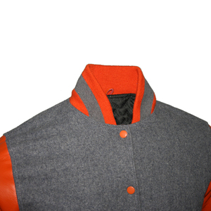 Chaquetas de béisbol con bordado de chenilla de lana con logotipo personalizado para hombre, chaqueta Bomber de invierno con manga de cuero en blanco - Product Image 3