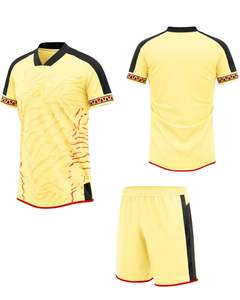Maillot de football personnalisé jaune et noir avec short, uniforme de football en polyester respirant pour l'entraînement, les matchs, les tenues d'équipe, ensemble ajusté professionnel - Product Image 1