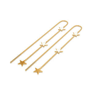 Jeulia Dreamy Star Sterling Silver <b>Threader</b> Drop <b>Earrings</b> with Pearl and Diamond in 18K Gold Plating - Product Image 3