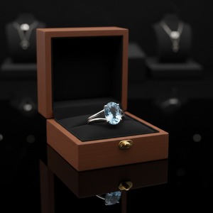 Anillo de Compromiso de Plata de Ley 925 con Topacio Azul Natural Estilo Vintage Hecho a Mano con Engaste de Puntas Certificado por Terceros - Product Image 3